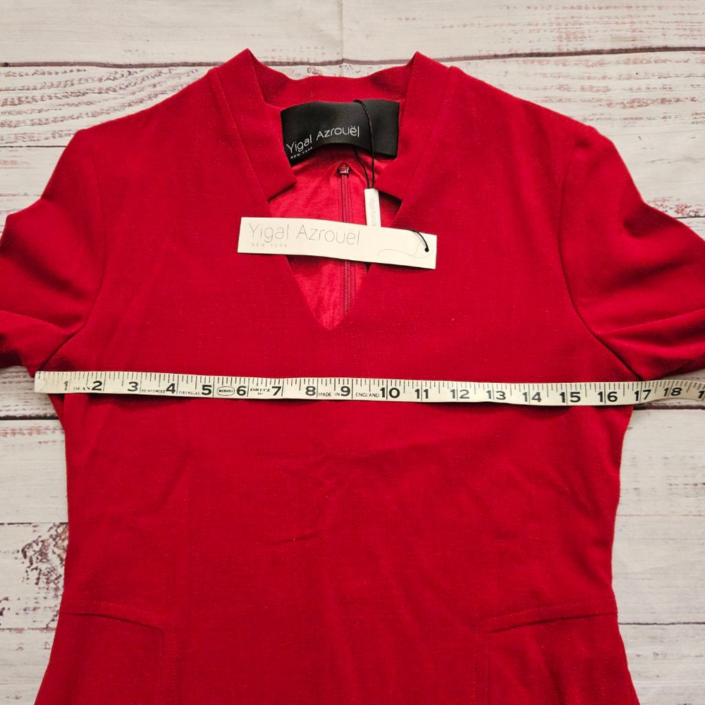 Yigal Azrouël Long Sleeve Red Wool Dress Holiday Party Event Womens 10 NWT - Picture 6 of 7